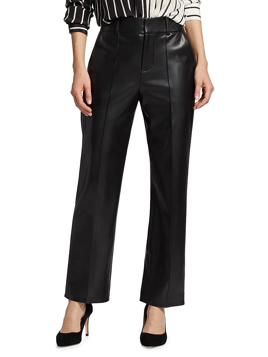 Alice + Olivia Women's Ming Pleated Faux Leather Pants | Thumbnail 3 Alice + Olivia Women's Ming Pleated Faux Leather Pants | Thumbnail 3