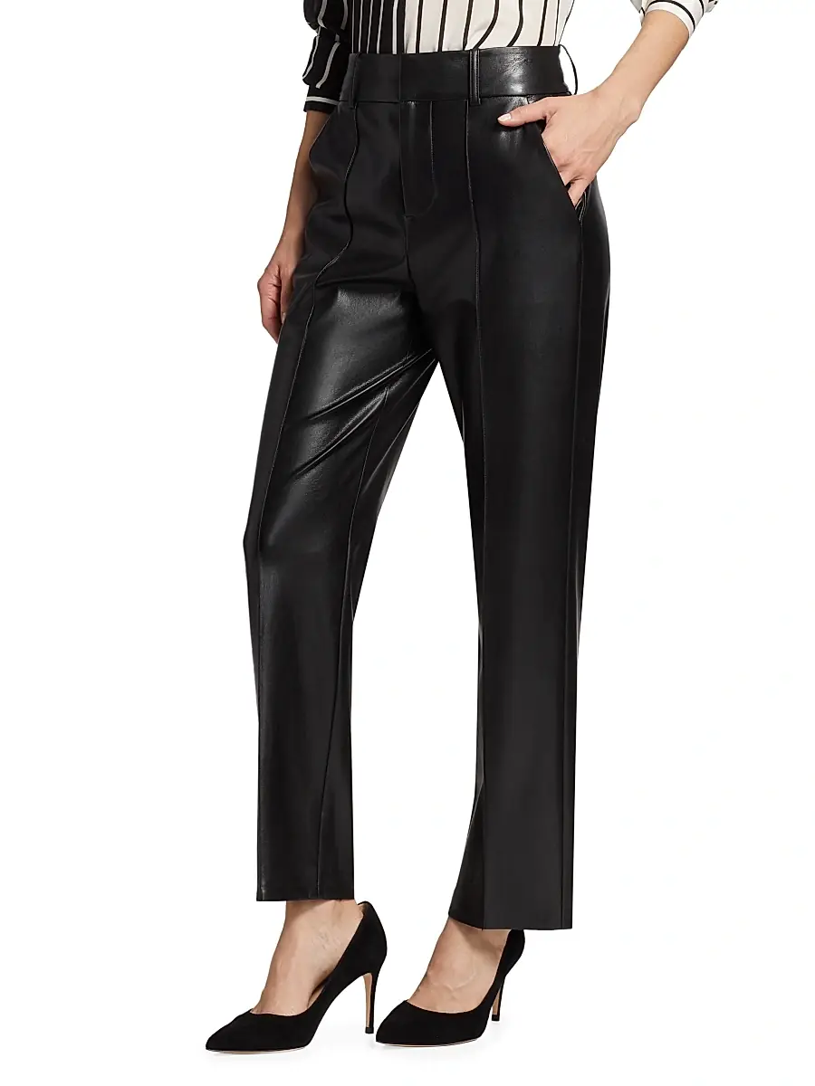 Alice + Olivia Women's Ming Pleated Faux Leather Pants | Thumbnail 4 Alice + Olivia Women's Ming Pleated Faux Leather Pants | Thumbnail 4