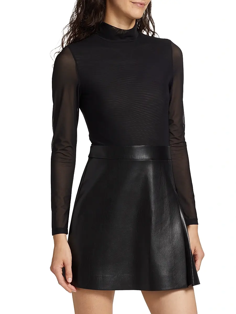 Alice + Olivia Women's Chara Mixed-Media Minidress | Thumbnail 4 Alice + Olivia Women's Chara Mixed-Media Minidress | Thumbnail 4