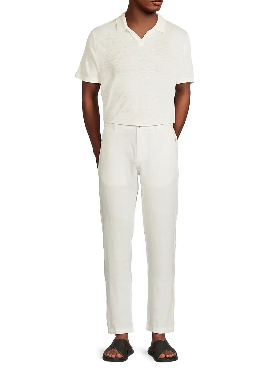 Onia Men's Linen Flat-Front Trousers | Thumbnail 2 Onia Men's Linen Flat-Front Trousers | Thumbnail 2