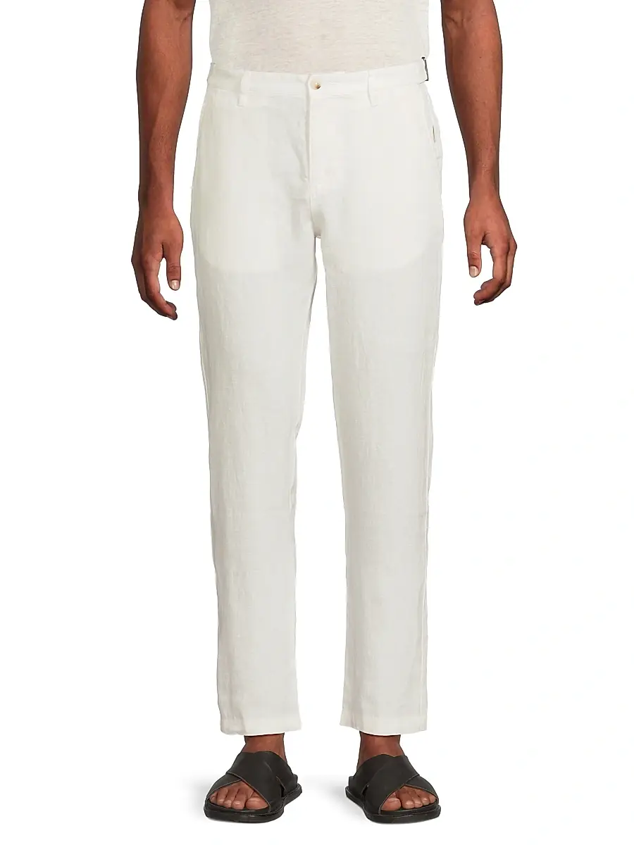 Onia Men's Linen Flat-Front Trousers | Thumbnail 3 Onia Men's Linen Flat-Front Trousers | Thumbnail 3