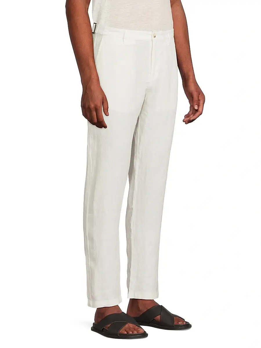 Onia Men's Linen Flat-Front Trousers | Thumbnail 4 Onia Men's Linen Flat-Front Trousers | Thumbnail 4
