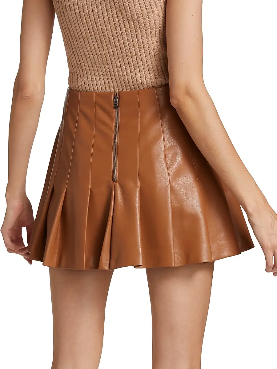 Alice + Olivia Women's Carter Faux Leather Pleated Miniskirt | Thumbnail 5 Alice + Olivia Women's Carter Faux Leather Pleated Miniskirt | Thumbnail 5