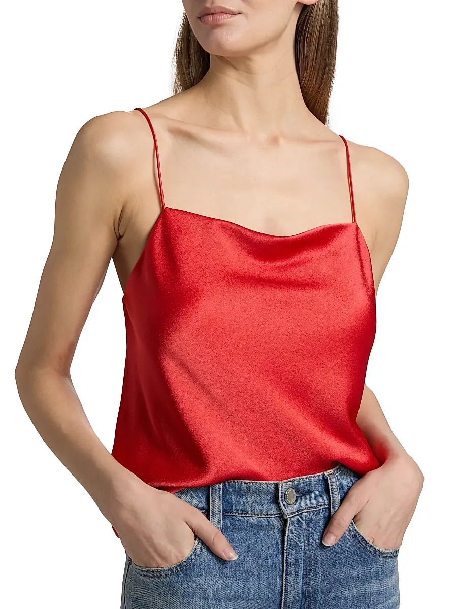 Alice + Olivia Women's Harmon Draped Satin Tank Top | Thumbnail 6 Alice + Olivia Women's Harmon Draped Satin Tank Top | Thumbnail 6