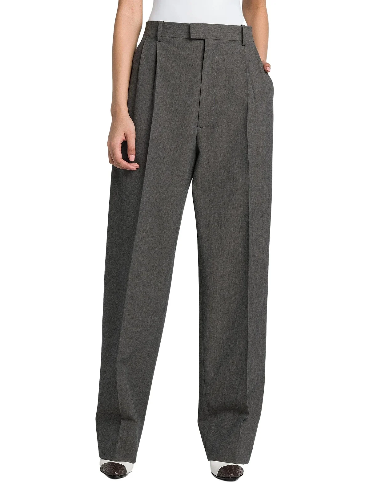 Women's Pleated Stretch Wool-Blend Trouser
