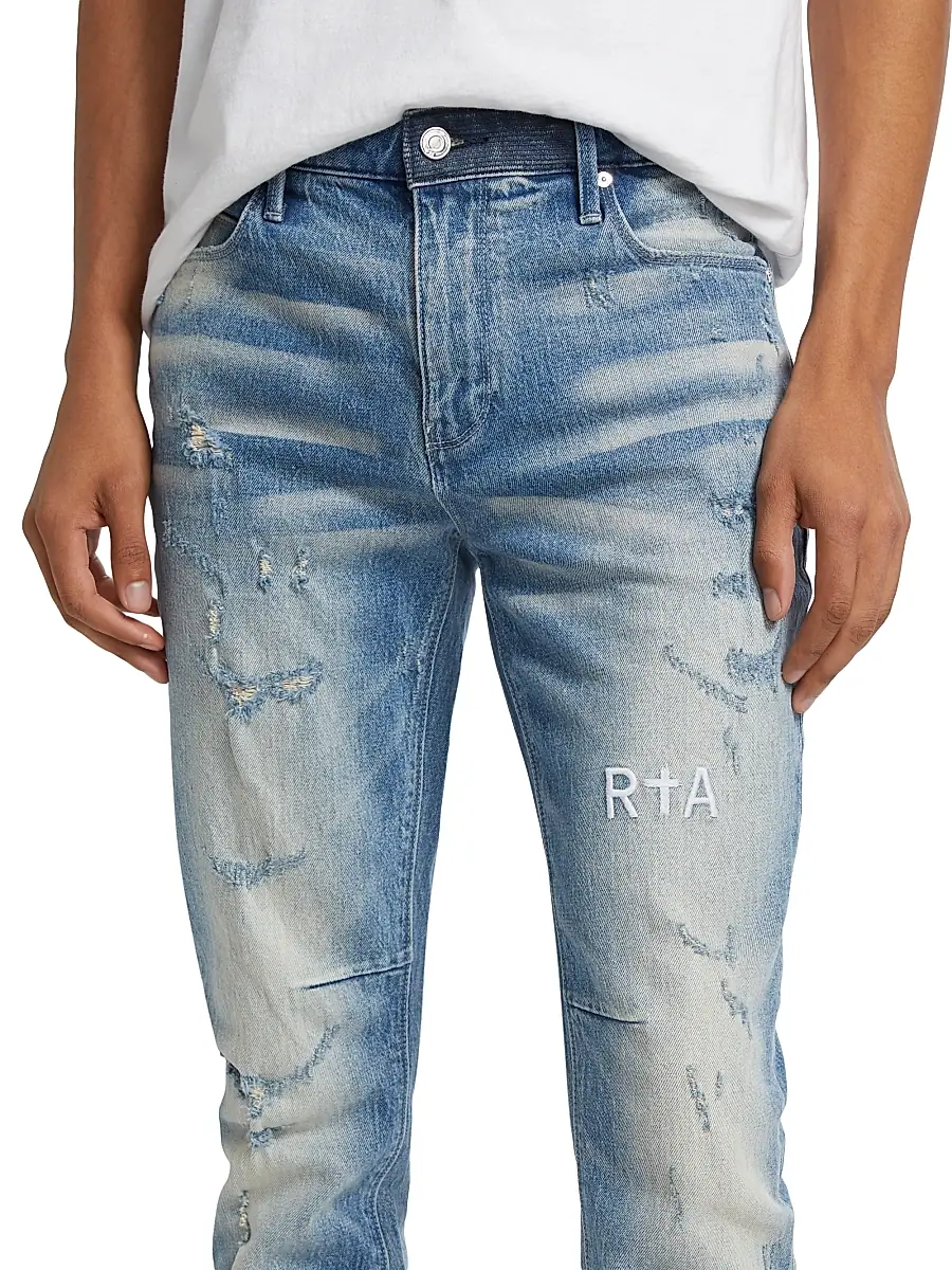 RTA Men's Bryant Distressed Slim-Fit Jeans - Light Wash Distressed | Thumbnail 6 RTA Men's Bryant Distressed Slim-Fit Jeans - Light Wash Distressed | Thumbnail 6