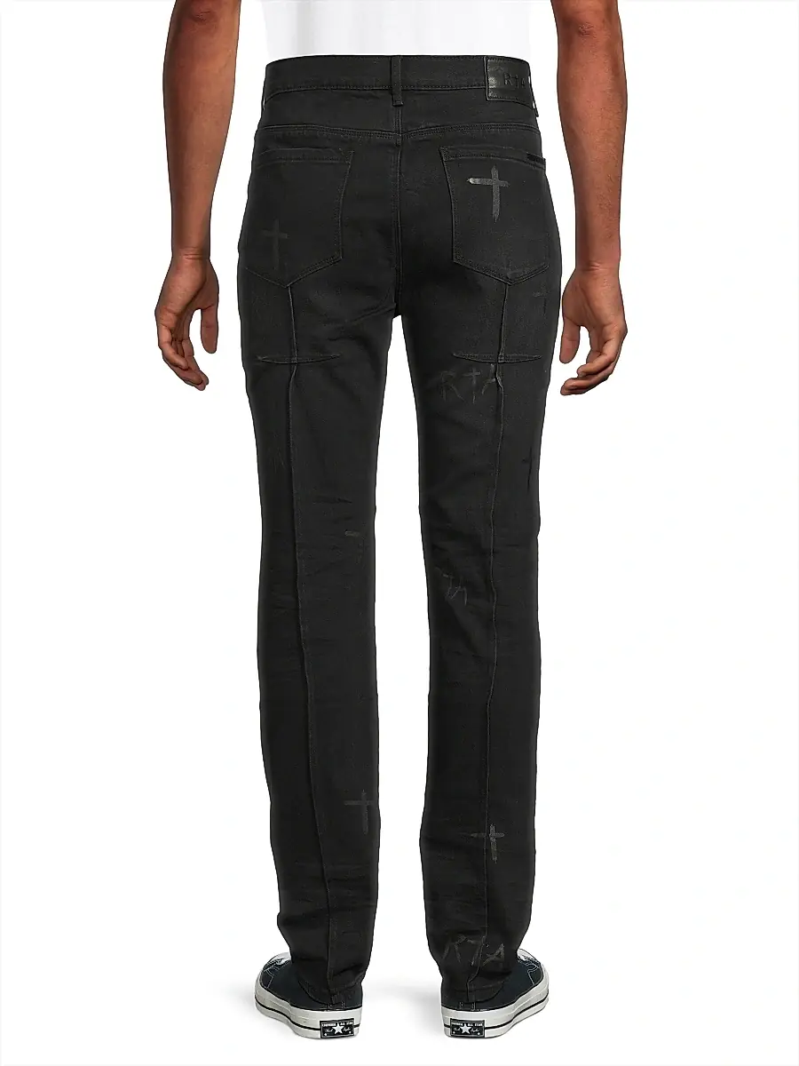 RTA Men's Crosses Distressed Jeans - Charcoal Crosses Distressed | Thumbnail 5 RTA Men's Crosses Distressed Jeans - Charcoal Crosses Distressed | Thumbnail 5