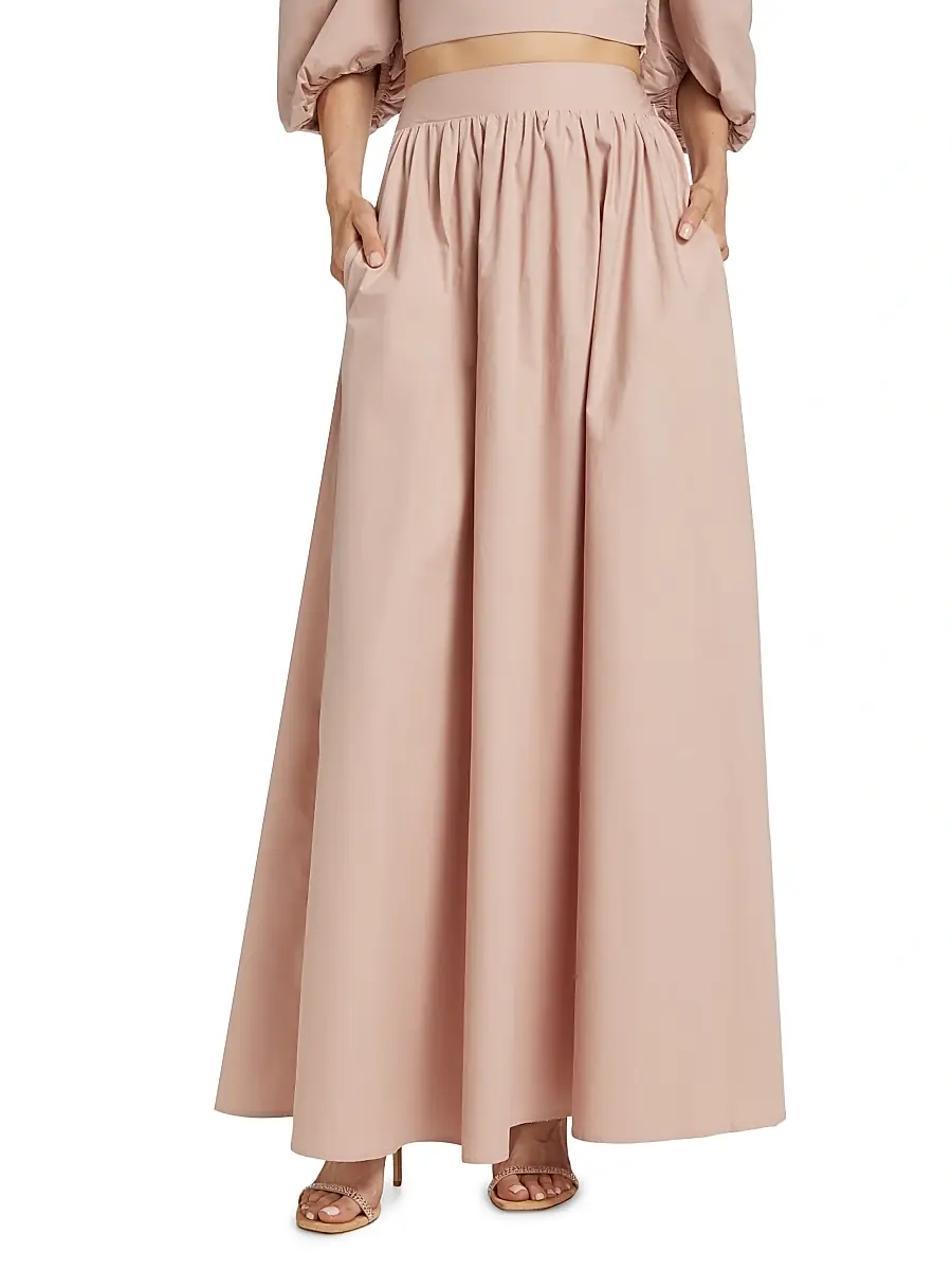 susana monaco Women's Cotton Poplin Maxi Skirt - Chamoisee | Thumbnail 3 susana monaco Women's Cotton Poplin Maxi Skirt - Chamoisee | Thumbnail 3