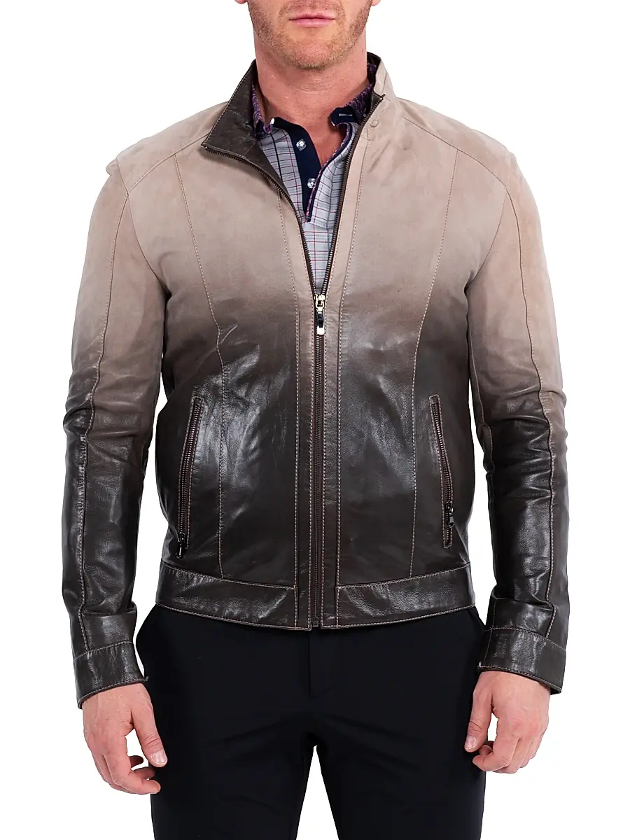 Maceoo Men's Leather Degrade Jacket | Thumbnail 2