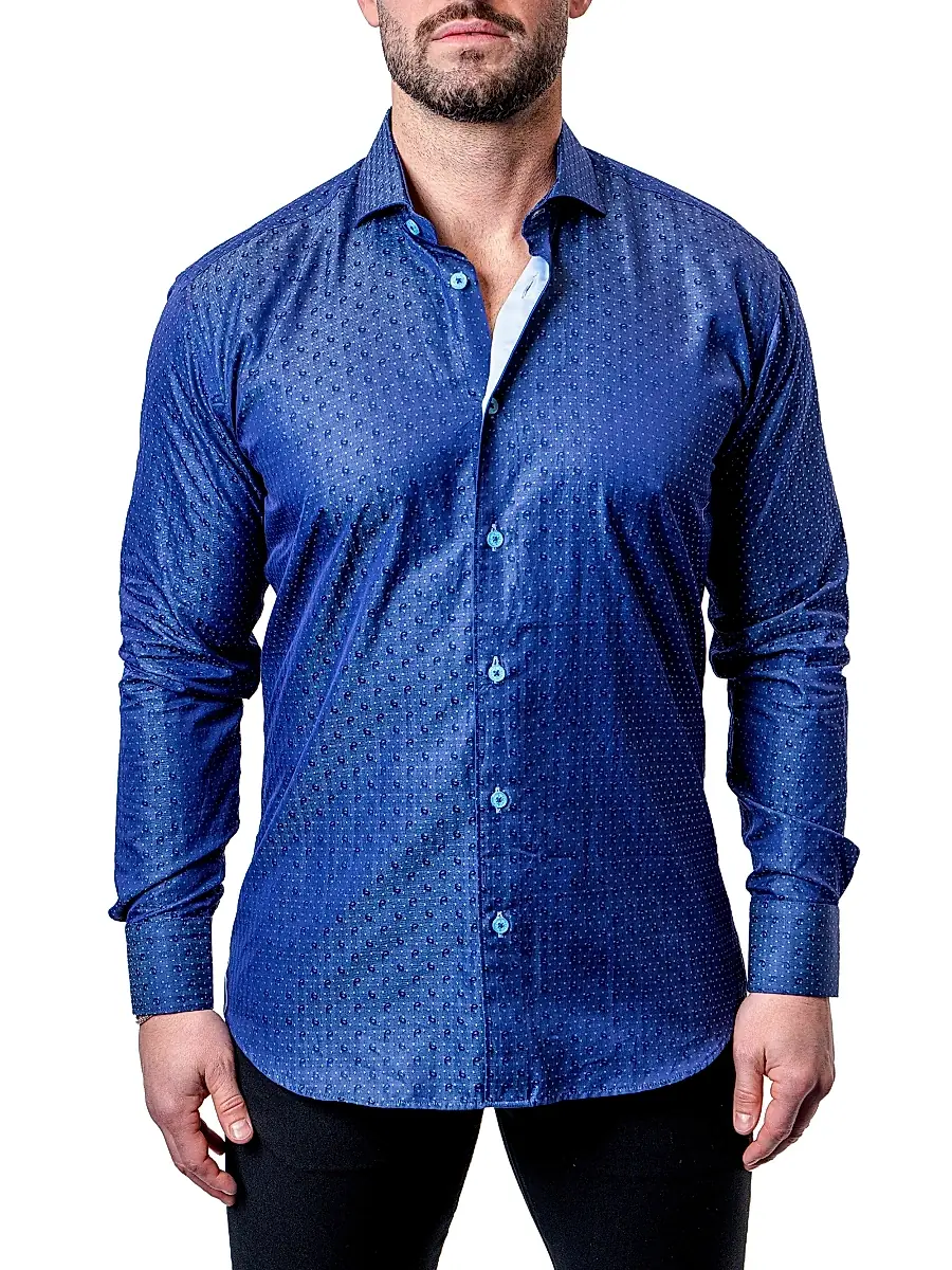 Maceoo Men's Einstein Dot Paisley Shirt - Blue | Image 1 Maceoo Men's Einstein Dot Paisley Shirt - Blue | Image 1