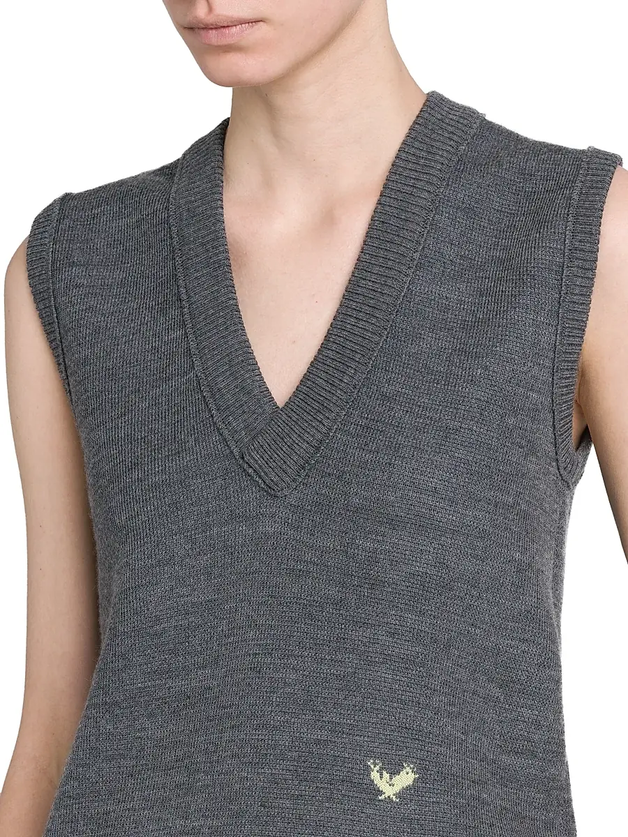 Bottega Veneta Women's Logo Wool Sweater Vest - Thunder | Thumbnail 6 Bottega Veneta Women's Logo Wool Sweater Vest - Thunder | Thumbnail 6
