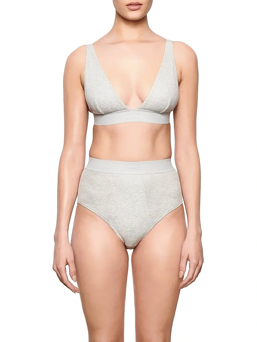 Skims Women's Cotton Rib Plunge Bralette | Thumbnail 2 Skims Women's Cotton Rib Plunge Bralette | Thumbnail 2