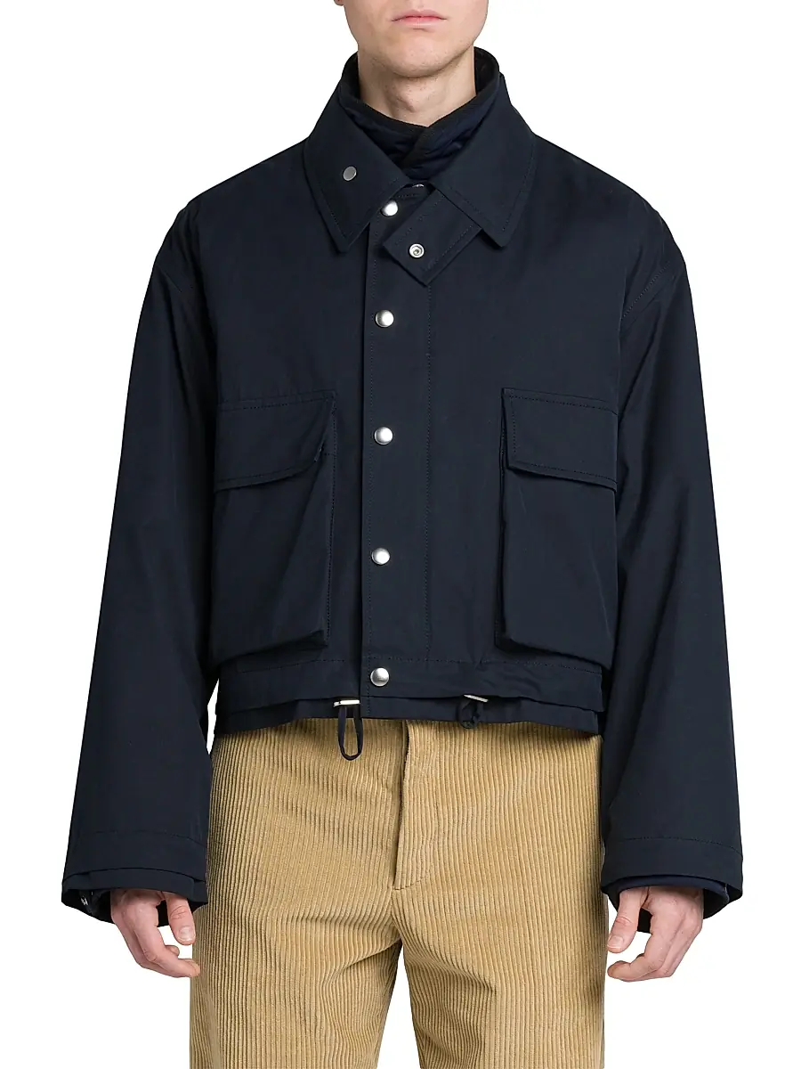 Bottega Veneta Men's Light Cotton Twill Padded Jacket - Midnight Blue | Thumbnail 3 Bottega Veneta Men's Light Cotton Twill Padded Jacket - Midnight Blue | Thumbnail 3