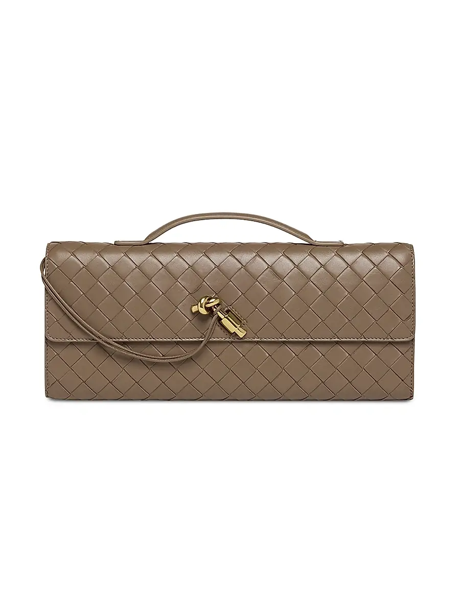 Bottega Veneta Women's Andiamo Intrecciato Leather Top-Handle Clutch - Ecru Muse Brass | Thumbnail 43 Bottega Veneta Women's Andiamo Intrecciato Leather Top-Handle Clutch - Ecru Muse Brass | Thumbnail 43