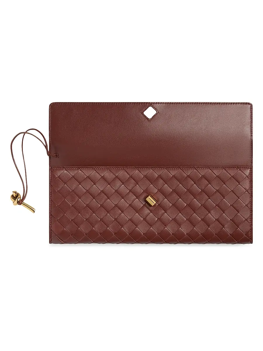 Bottega Veneta Women's Andiamo Intrecciato Leather Top-Handle Clutch - Ecru Muse Brass | Thumbnail 50 Bottega Veneta Women's Andiamo Intrecciato Leather Top-Handle Clutch - Ecru Muse Brass | Thumbnail 50
