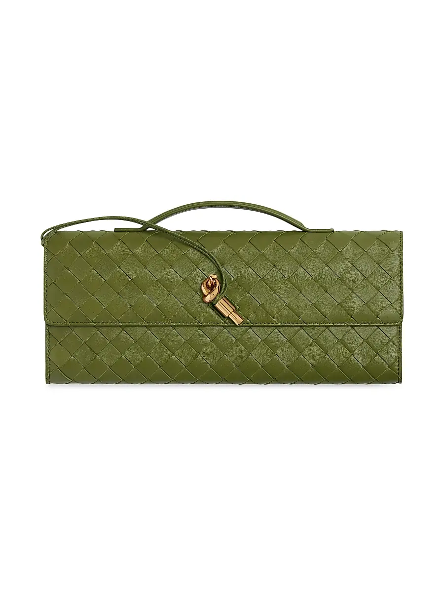 Bottega Veneta Women's Andiamo Intrecciato Leather Top-Handle Clutch - Ecru Muse Brass | Thumbnail 58 Bottega Veneta Women's Andiamo Intrecciato Leather Top-Handle Clutch - Ecru Muse Brass | Thumbnail 58
