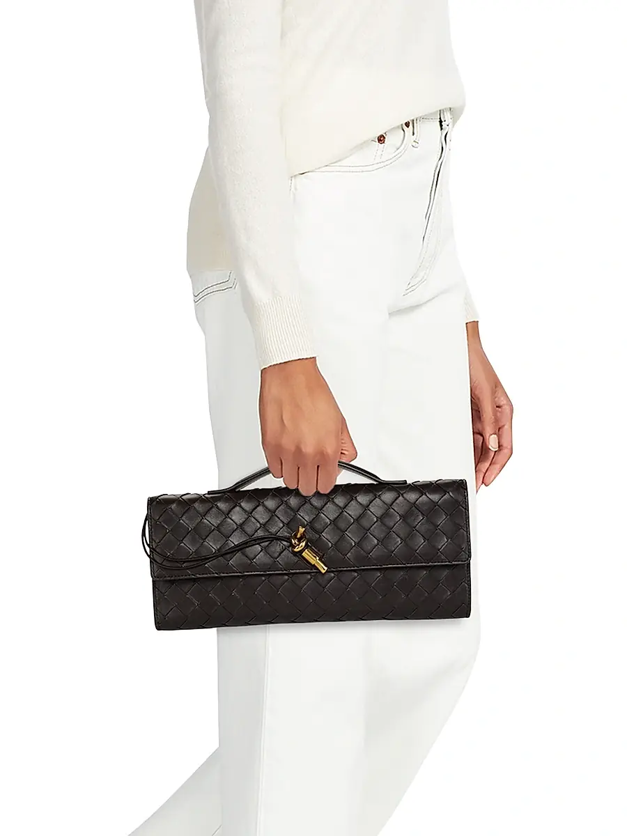 Bottega Veneta Women's Andiamo Intrecciato Leather Top-Handle Clutch - Ecru Muse Brass | Thumbnail 8 Bottega Veneta Women's Andiamo Intrecciato Leather Top-Handle Clutch - Ecru Muse Brass | Thumbnail 8