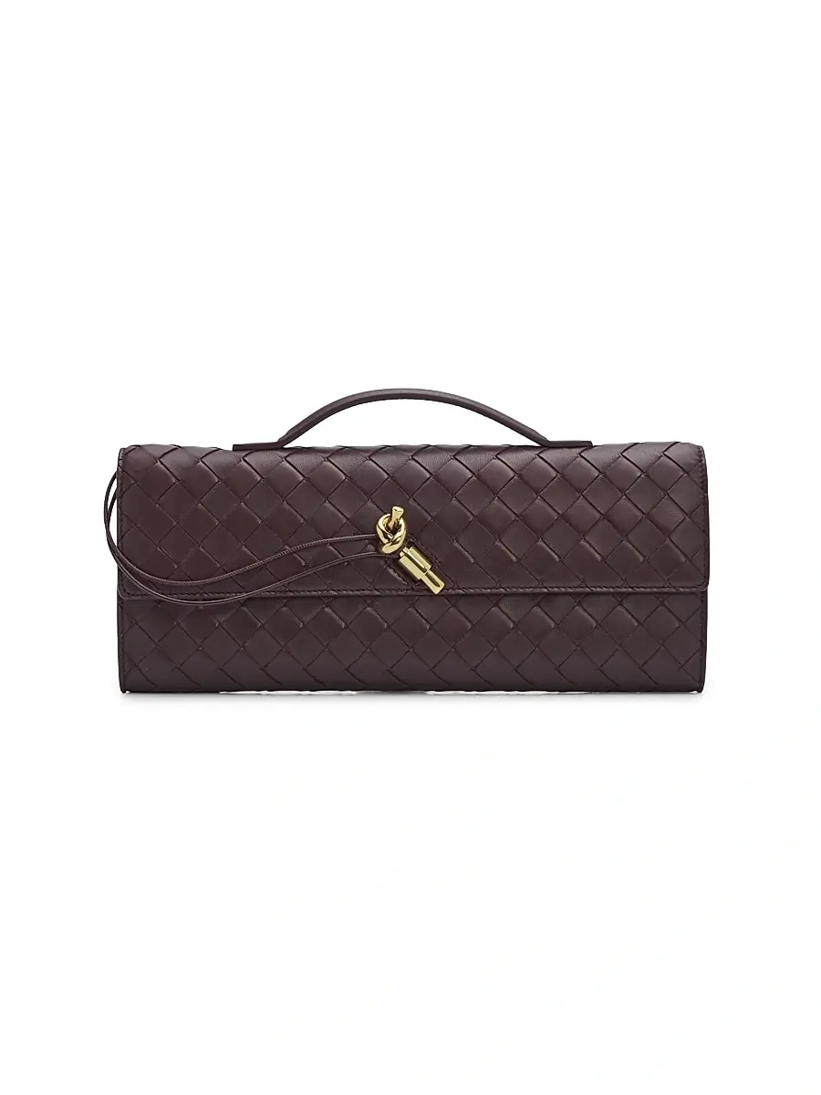 Bottega Veneta Women's Andiamo Intrecciato Leather Top-Handle Clutch - Ecru Muse Brass | Thumbnail 73 Bottega Veneta Women's Andiamo Intrecciato Leather Top-Handle Clutch - Ecru Muse Brass | Thumbnail 73