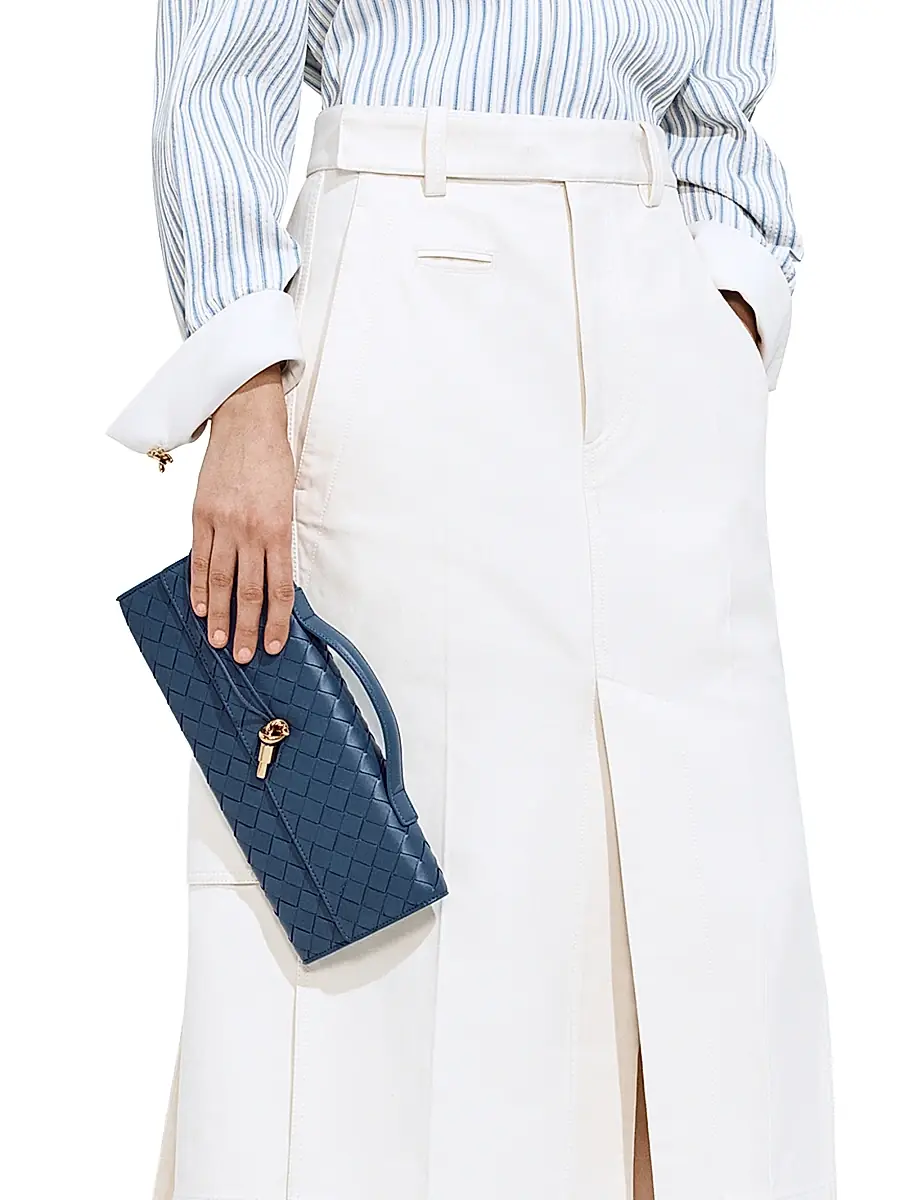 Bottega Veneta Women's Andiamo Intrecciato Leather Top-Handle Clutch - Ecru Muse Brass | Thumbnail 81 Bottega Veneta Women's Andiamo Intrecciato Leather Top-Handle Clutch - Ecru Muse Brass | Thumbnail 81