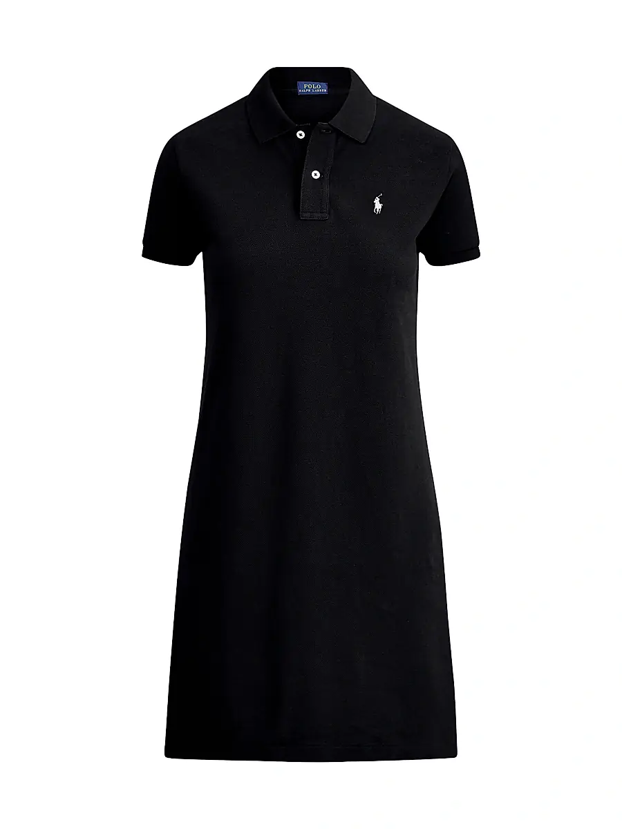 Polo Ralph Lauren Women's Cotton Mesh Short-Sleeve Polo Dress - Polo Black | Image 1 Polo Ralph Lauren Women's Cotton Mesh Short-Sleeve Polo Dress - Polo Black | Image 1