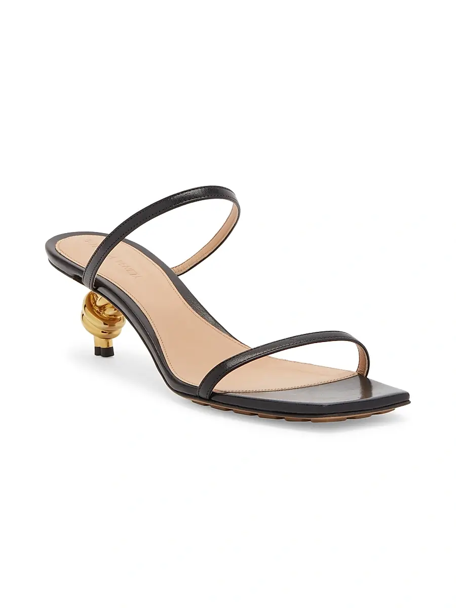 Bottega Veneta Women's 45MM Knot Heel Leather Sandals - Black | Thumbnail 2
