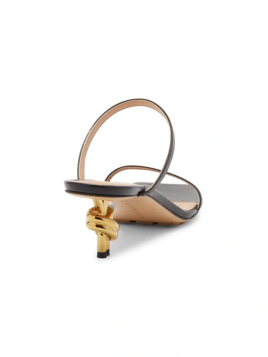 Bottega Veneta Women's 45MM Knot Heel Leather Sandals - Black | Thumbnail 3