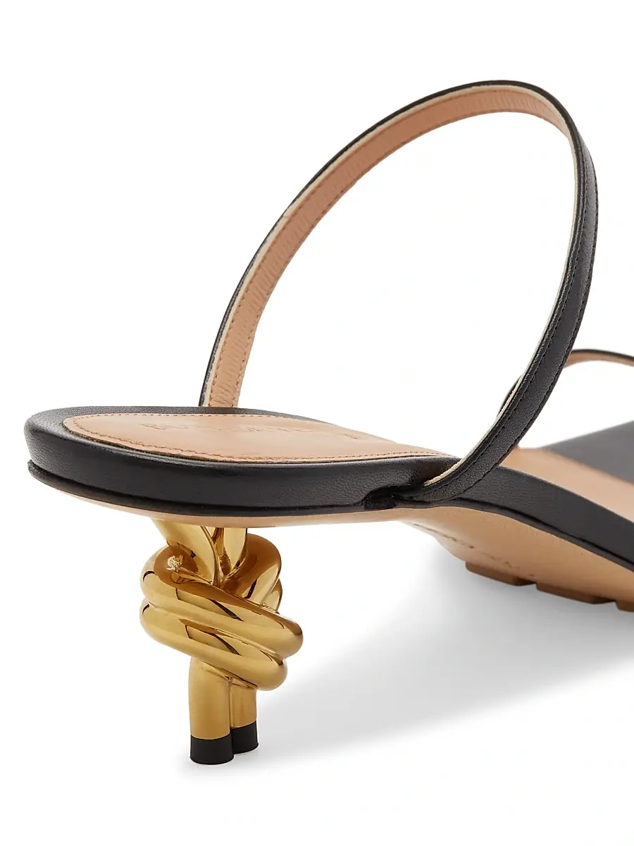Bottega Veneta Women's 45MM Knot Heel Leather Sandals - Black | Thumbnail 6