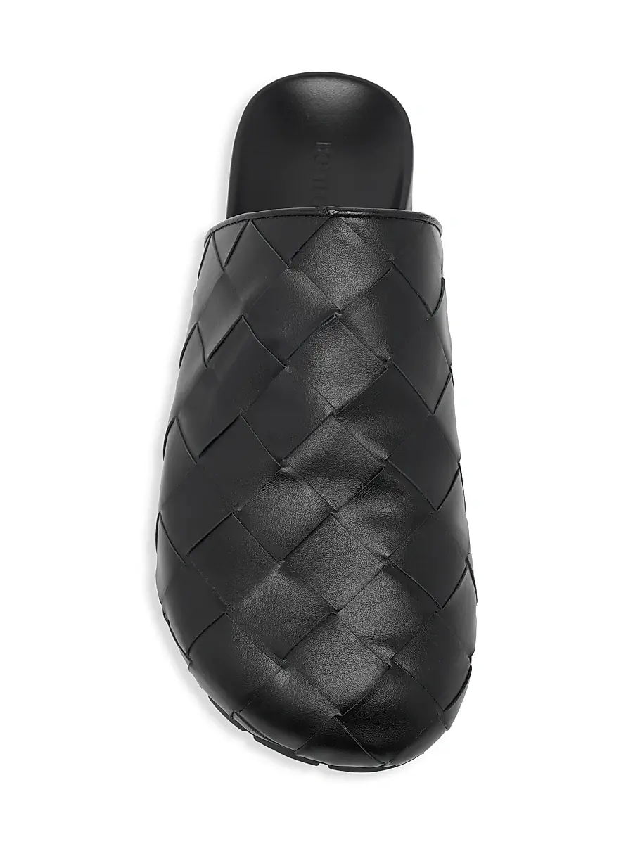 Bottega Veneta Men's Reggie Intrecciato Leather Mules - Black | Thumbnail 5 Bottega Veneta Men's Reggie Intrecciato Leather Mules - Black | Thumbnail 5