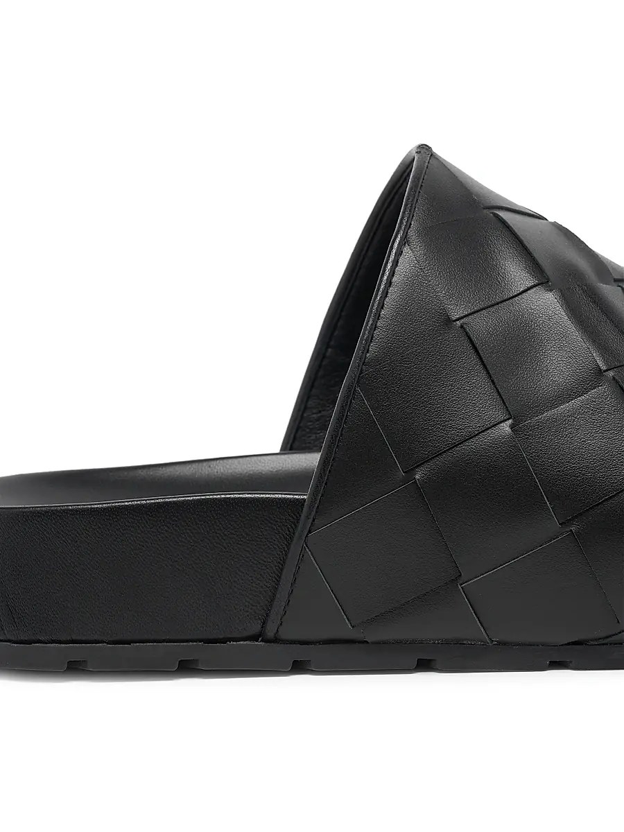 Bottega Veneta Men's Reggie Intrecciato Leather Mules - Black | Thumbnail 7 Bottega Veneta Men's Reggie Intrecciato Leather Mules - Black | Thumbnail 7
