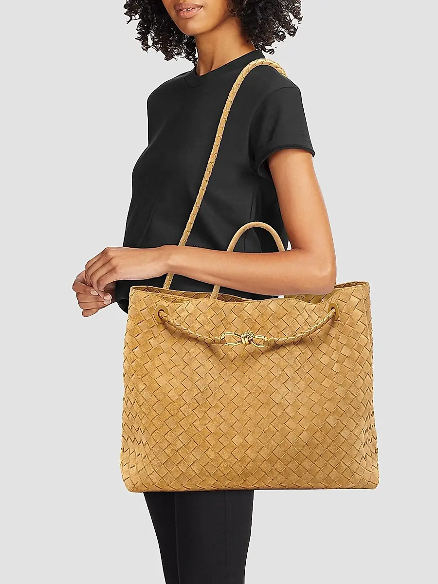 Bottega Veneta Women's Andiamo Intrecciato Suede Top-Handle Bag - Acorn | Thumbnail 3 Bottega Veneta Women's Andiamo Intrecciato Suede Top-Handle Bag - Acorn | Thumbnail 3
