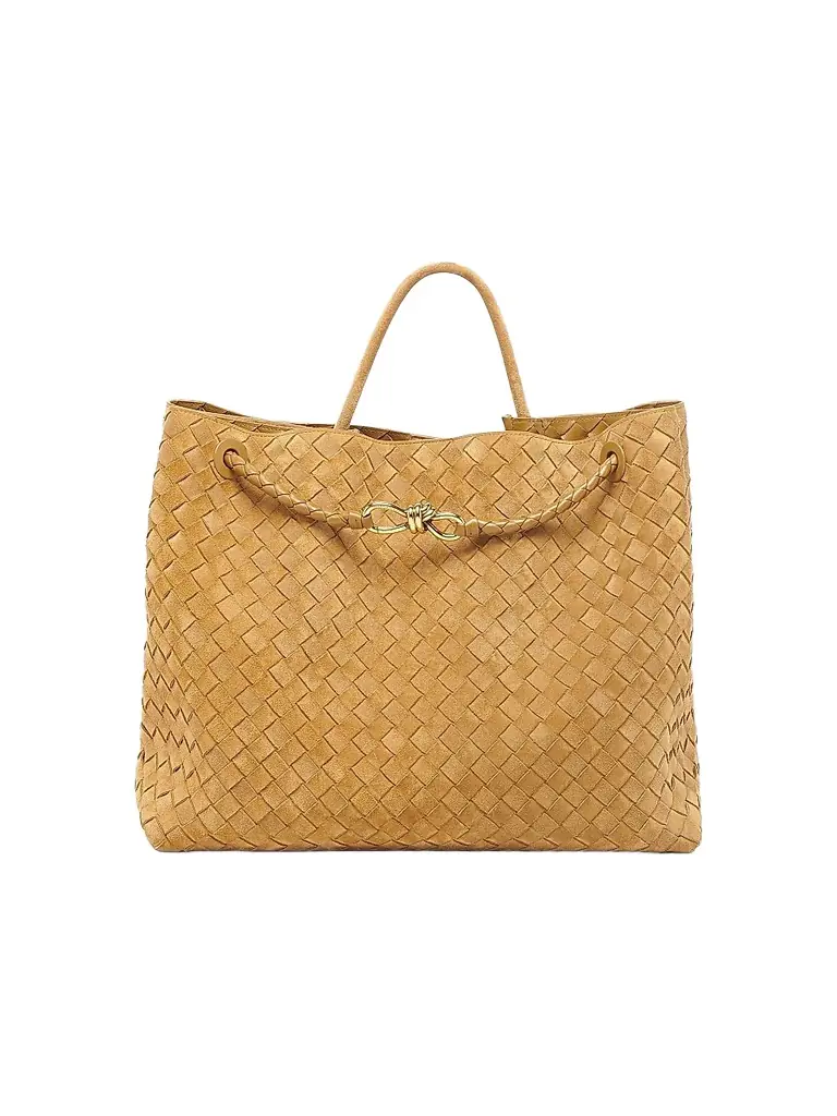 Women's Andiamo Intrecciato Suede Top-Handle Bag - Acorn