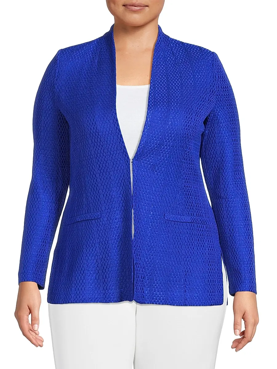 Ming Wang Women's Plus Modified Stand Collar Jacket | Thumbnail 3 Ming Wang Women's Plus Modified Stand Collar Jacket | Thumbnail 3