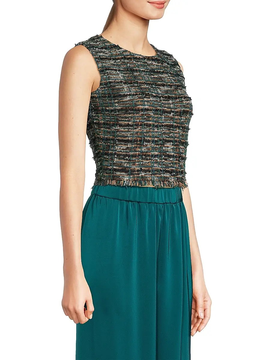 Misook Women's Tweed Fringe Crop Tank | Thumbnail 4 Misook Women's Tweed Fringe Crop Tank | Thumbnail 4