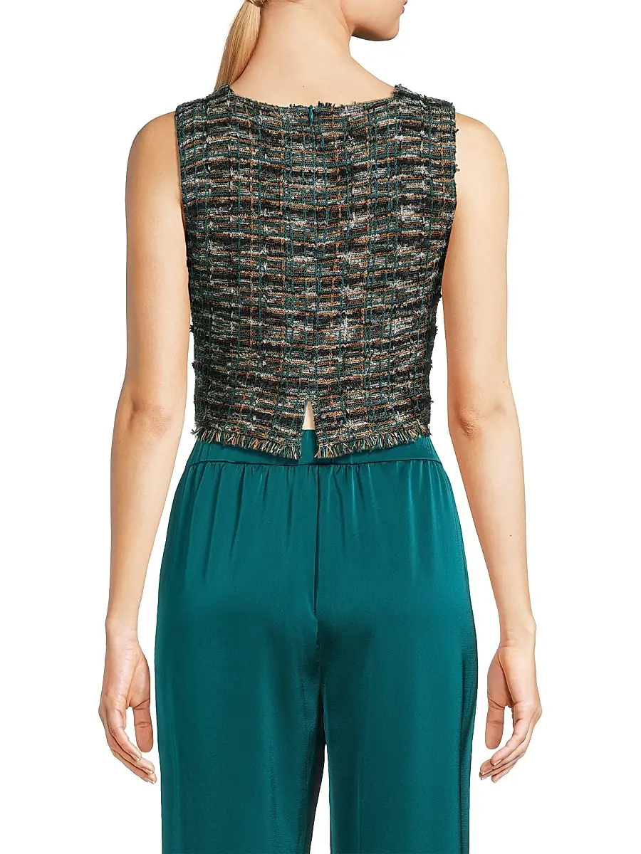Misook Women's Tweed Fringe Crop Tank | Thumbnail 5 Misook Women's Tweed Fringe Crop Tank | Thumbnail 5