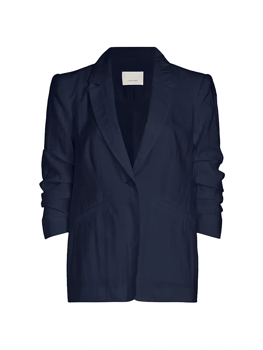 Cinq à Sept Women's Khloe Crinkled Blazer - Navy | Image 1 Cinq à Sept Women's Khloe Crinkled Blazer - Navy | Image 1