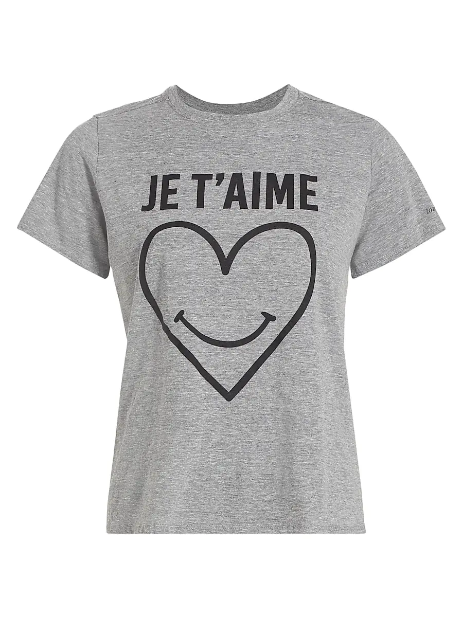Cinq à Sept Women's Smiling Heart Crewneck T-Shirt - Heather Grey Black | Image 1 Cinq à Sept Women's Smiling Heart Crewneck T-Shirt - Heather Grey Black | Image 1
