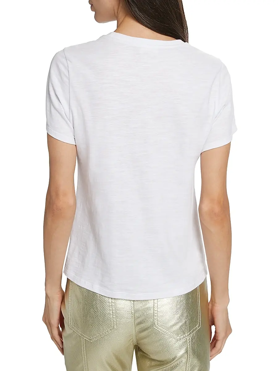Cinq à Sept Women's Bonjour Sequined Slub Cotton T-Shirt | Thumbnail 5 Cinq à Sept Women's Bonjour Sequined Slub Cotton T-Shirt | Thumbnail 5