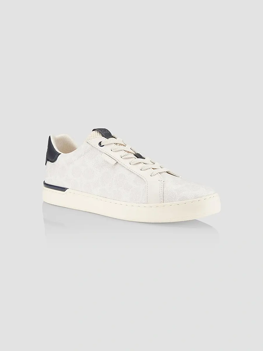 COACH Men's Low-Top Monogram Logo Sneakers - Chalk Cobalt | Thumbnail 2 COACH Men's Low-Top Monogram Logo Sneakers - Chalk Cobalt | Thumbnail 2