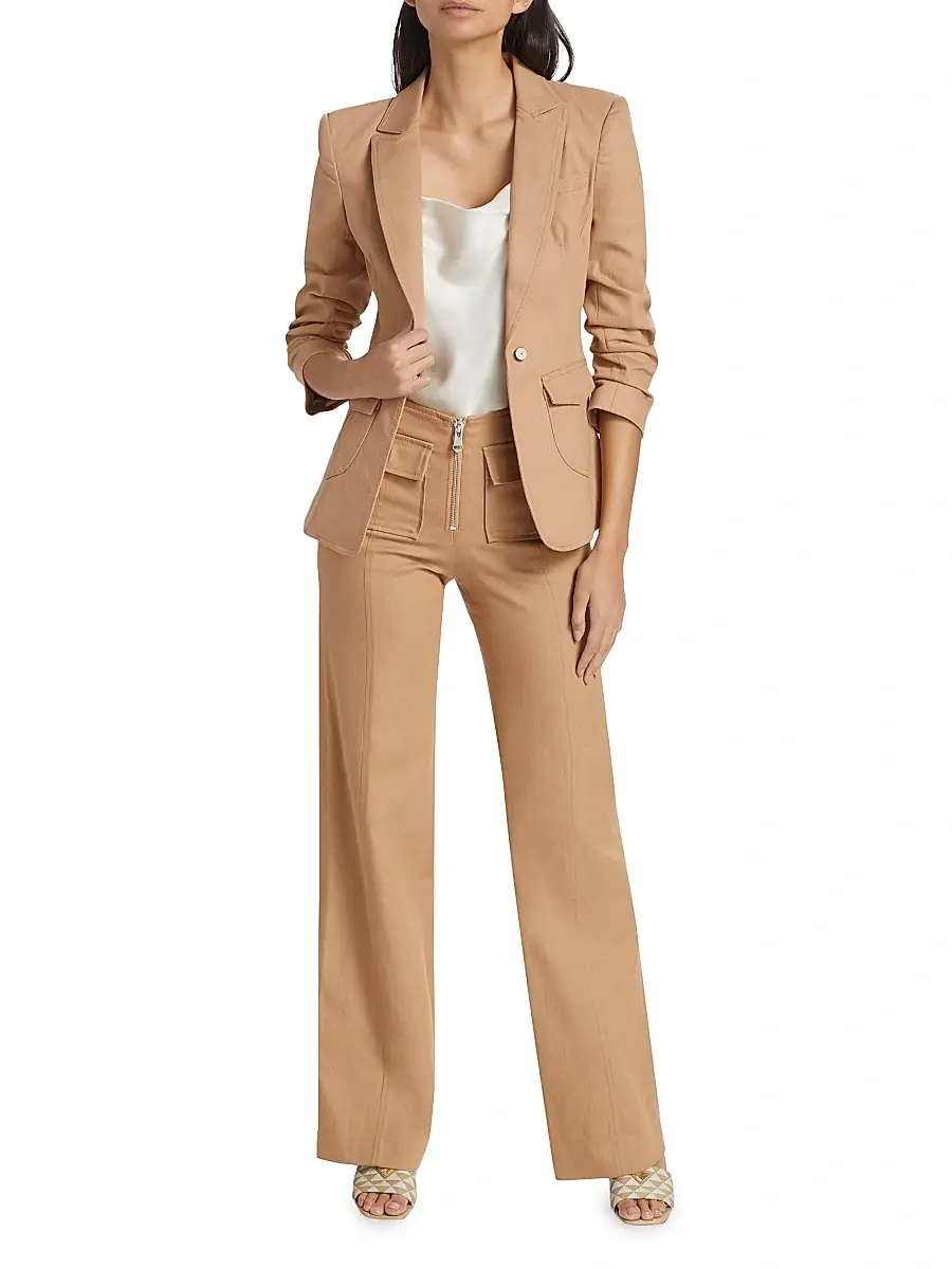 Cinq à Sept Women's Azure Cotton-Blend Zip Pants | Thumbnail 2 Cinq à Sept Women's Azure Cotton-Blend Zip Pants | Thumbnail 2