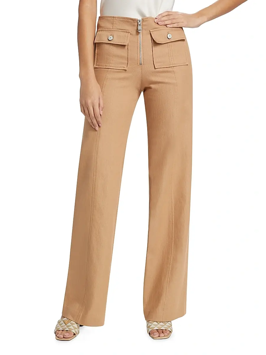 Cinq à Sept Women's Azure Cotton-Blend Zip Pants | Thumbnail 3 Cinq à Sept Women's Azure Cotton-Blend Zip Pants | Thumbnail 3