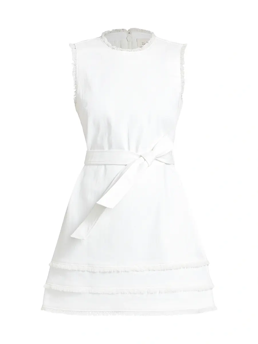 Cinq à Sept Women's Mindie Denim Belted Minidress - White | Image 1 Cinq à Sept Women's Mindie Denim Belted Minidress - White | Image 1