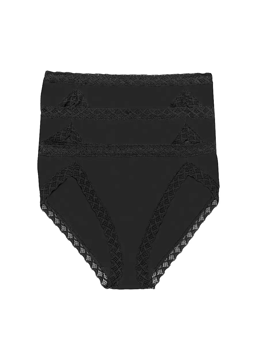 Natori Women's Bliss Cotton French Cut Brief 3 Pack - Black | Image 1 Natori Women's Bliss Cotton French Cut Brief 3 Pack - Black | Image 1