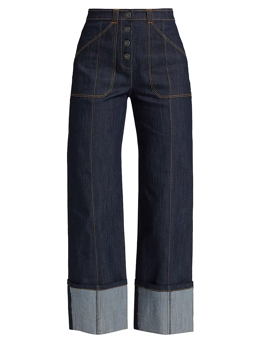 Cinq à Sept Women's Benji Cuffed Wide-Leg Jeans - Indigo | Image 1 Cinq à Sept Women's Benji Cuffed Wide-Leg Jeans - Indigo | Image 1