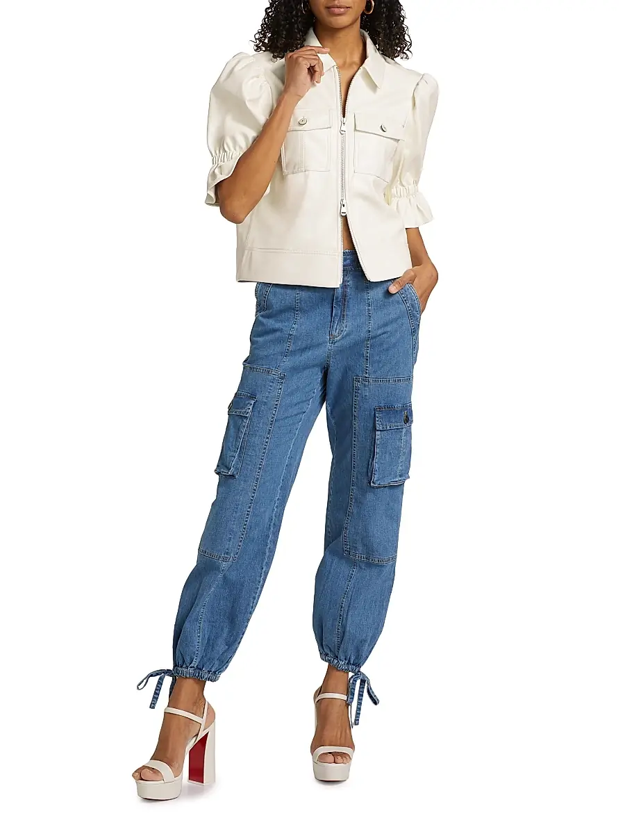Cinq à Sept Women's Holly Faux Leather Puff-Sleeve Jacket | Thumbnail 2