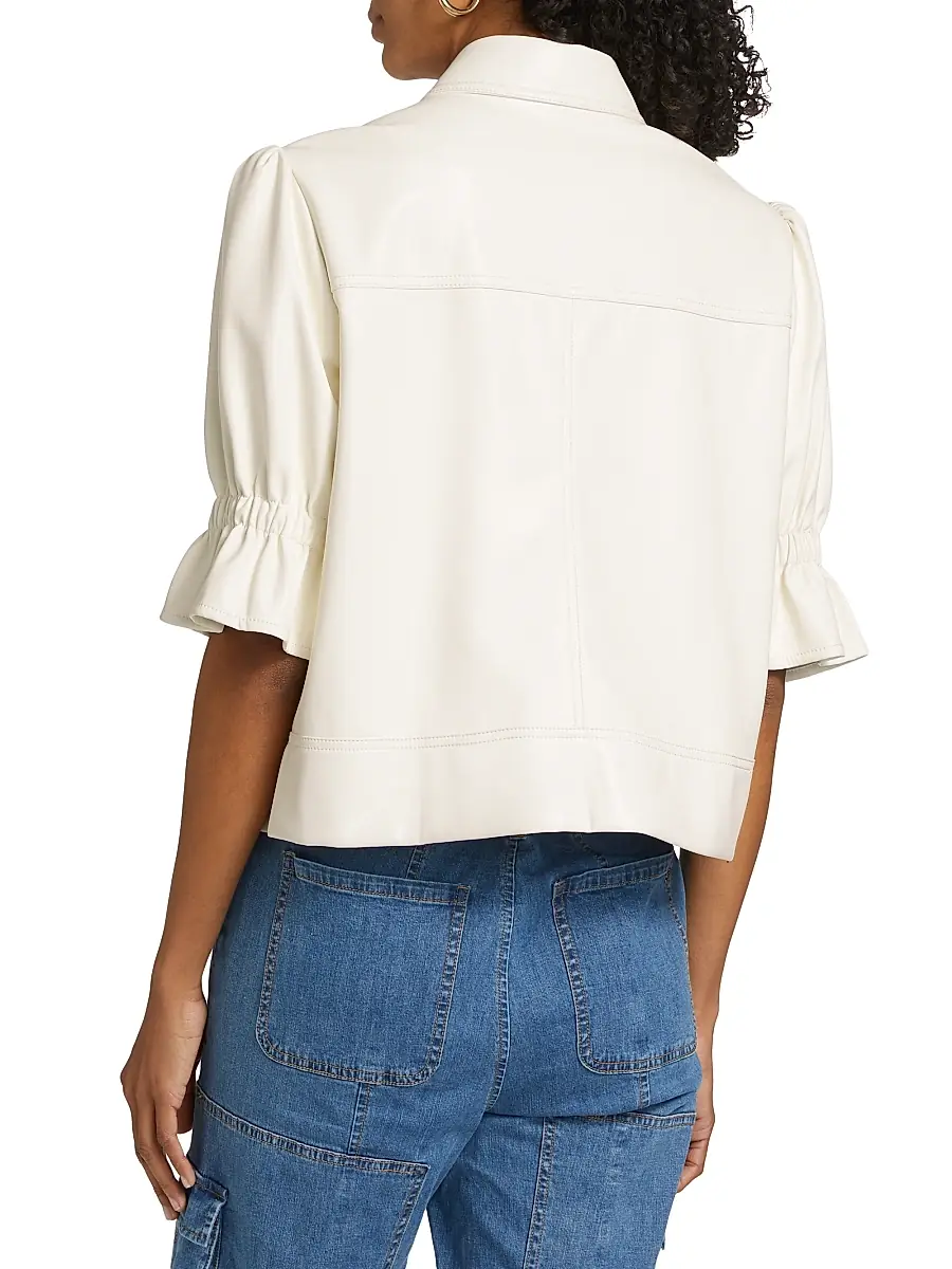 Cinq à Sept Women's Holly Faux Leather Puff-Sleeve Jacket | Thumbnail 5