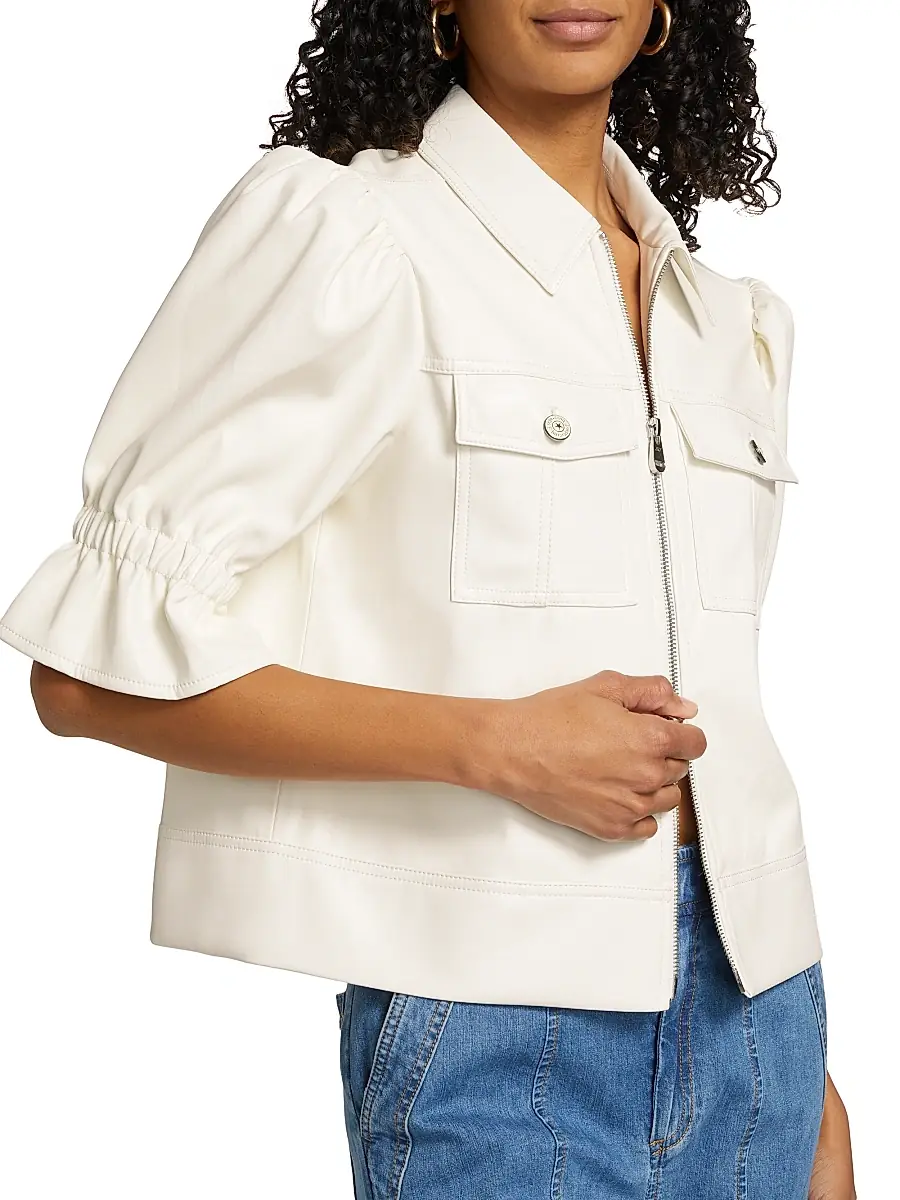Cinq à Sept Women's Holly Faux Leather Puff-Sleeve Jacket | Thumbnail 6