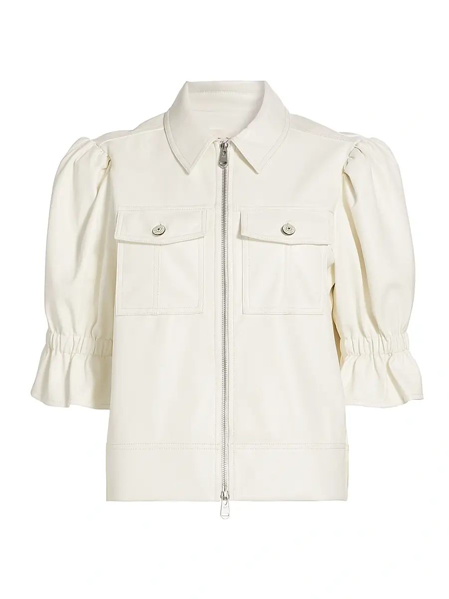 Cinq à Sept Women's Holly Faux Leather Puff-Sleeve Jacket - | Image 1 Cinq à Sept Women's Holly Faux Leather Puff-Sleeve Jacket - | Image 1