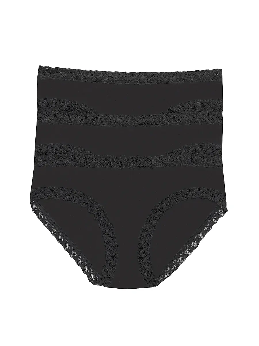 Natori Women's Bliss Cotton Girl Brief 3 Pack - Black | Image 1 Natori Women's Bliss Cotton Girl Brief 3 Pack - Black | Image 1