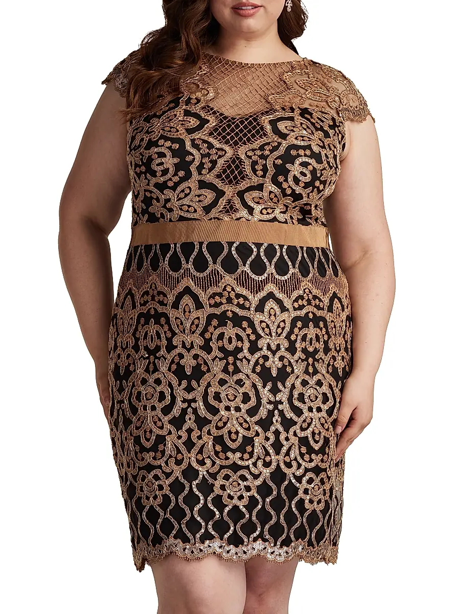 Tadashi Shoji Women's Plus Sequined Lace Cocktail Dress | Thumbnail 3 Tadashi Shoji Women's Plus Sequined Lace Cocktail Dress | Thumbnail 3