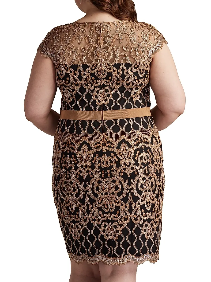 Tadashi Shoji Women's Plus Sequined Lace Cocktail Dress | Thumbnail 5 Tadashi Shoji Women's Plus Sequined Lace Cocktail Dress | Thumbnail 5